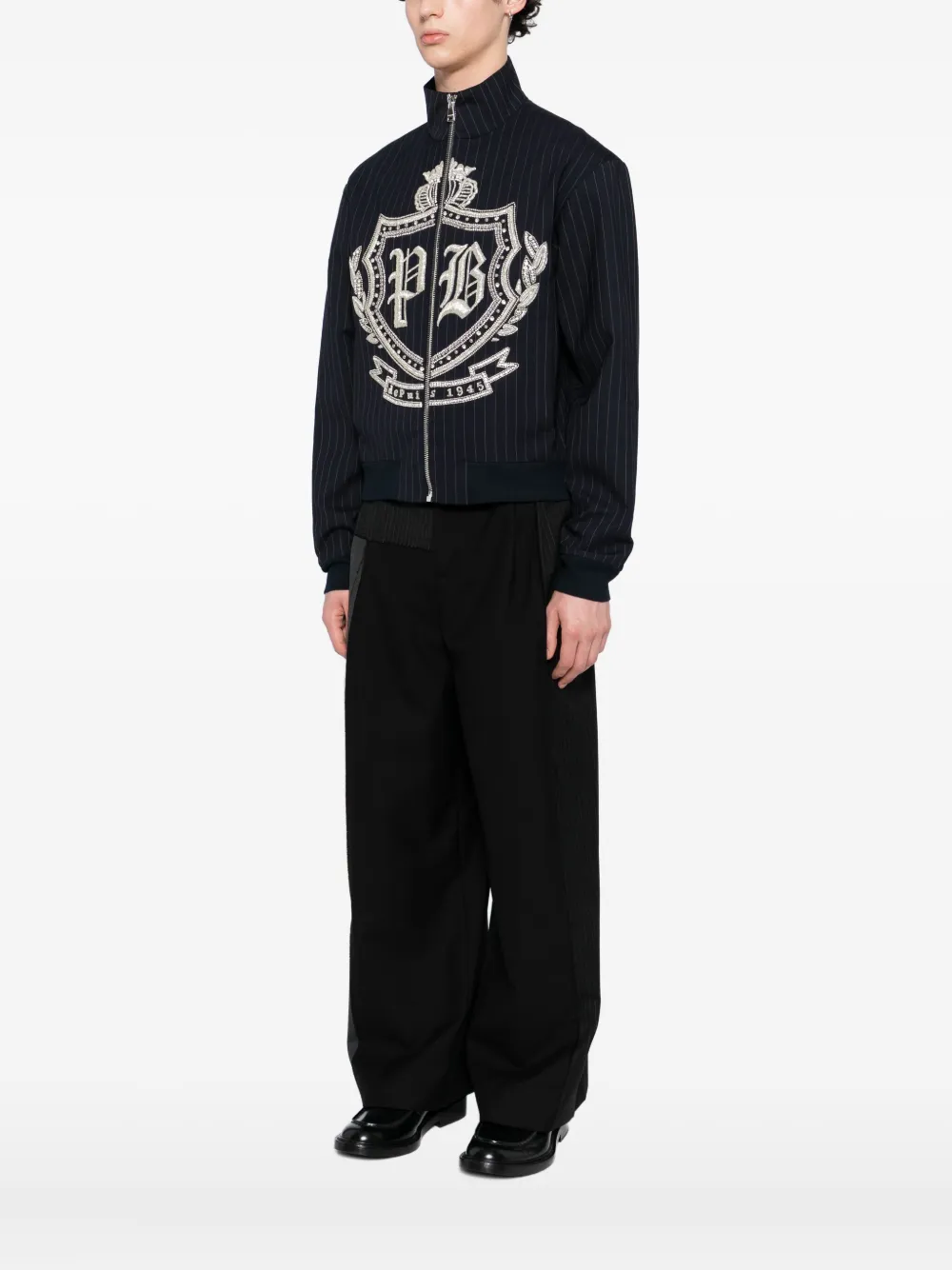 Balmain Crystal-embellished Jacket In Blue