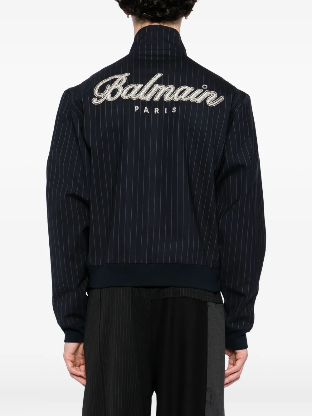 Balmain Crystal-embellished Jacket In Blue