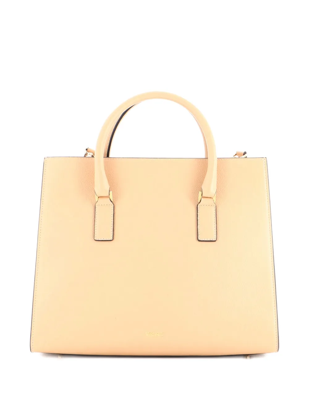 Pre-owned Versace 2021-2025 Virtus Front Pocket Leather Large Tote Bag In Neutral