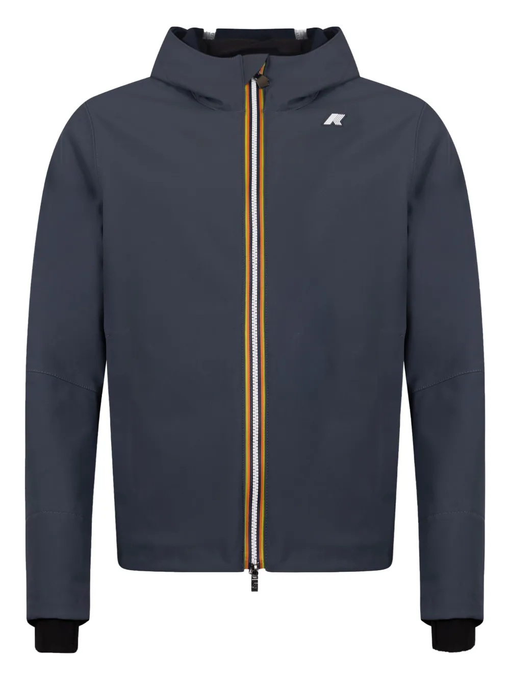 K-way Hooded Jacket With Long Sleeves And Elastic Cuffs In Blue