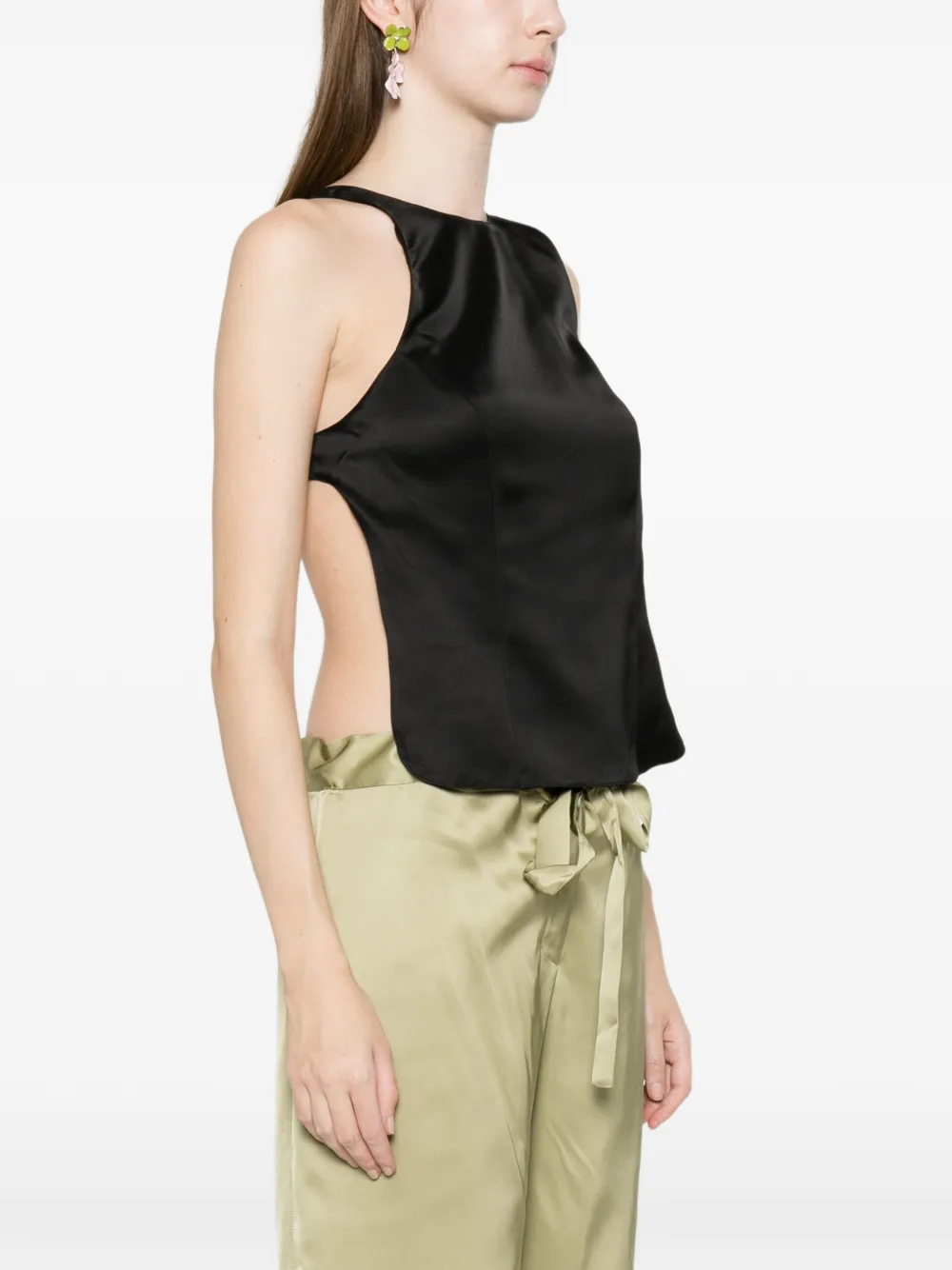  Alfie Backless Button Top - Black 