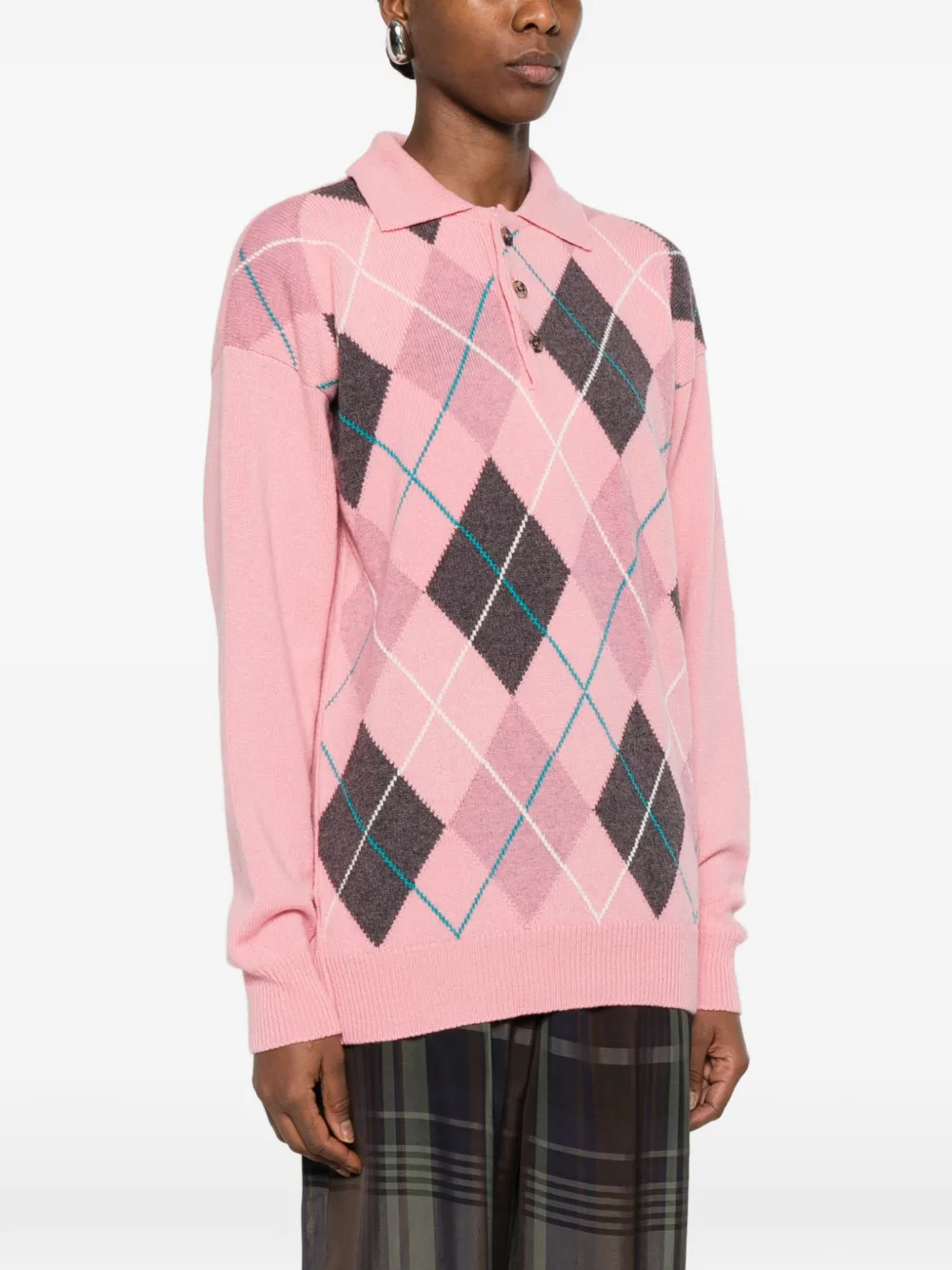 JW Anderson Gebreide polotop met argyle patroon Roze