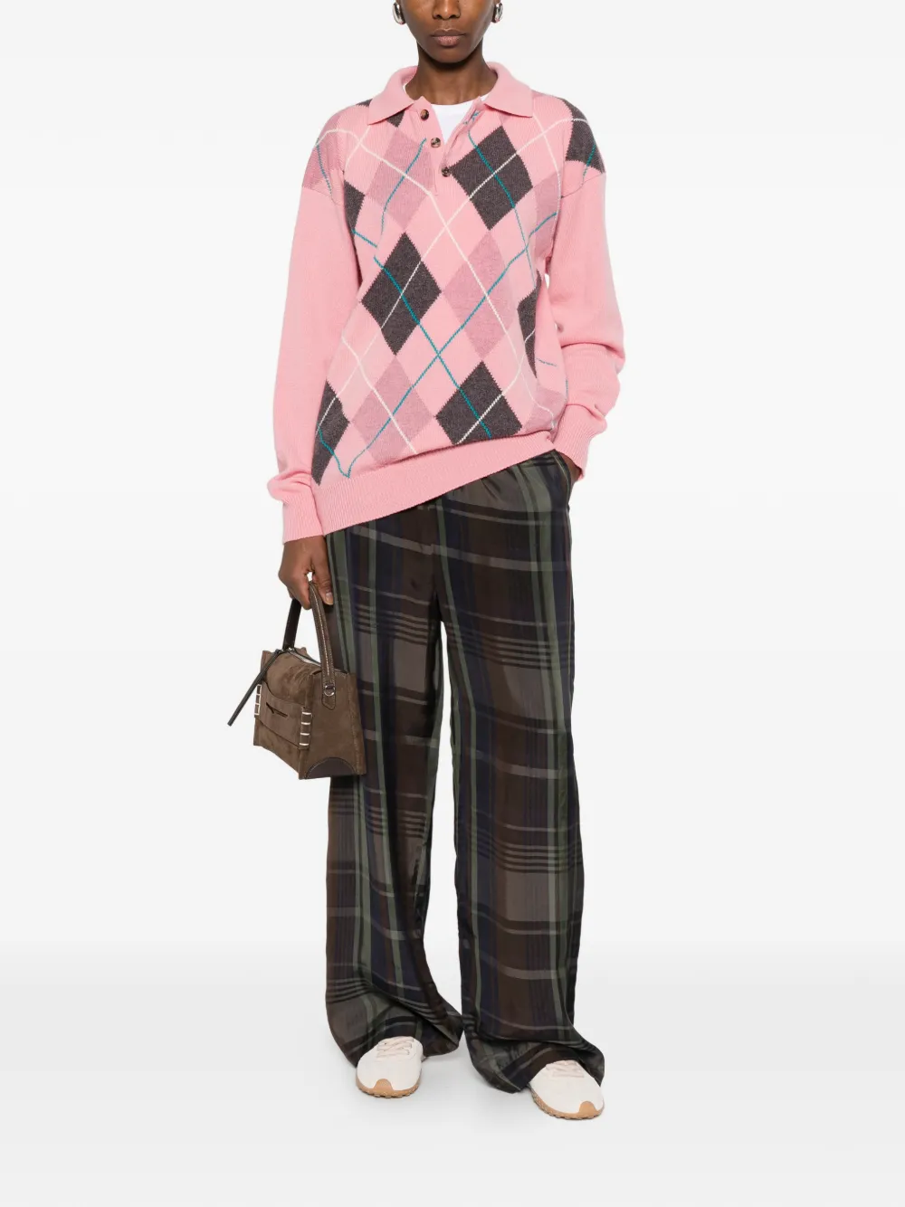 JW Anderson Gebreide polotop met argyle patroon Roze