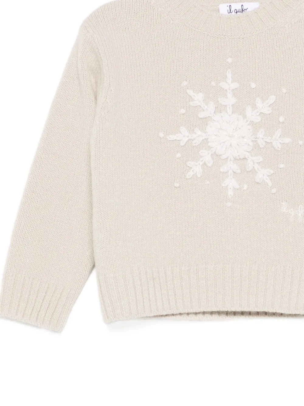 Il Gufo Top met snowflake-applicatie Beige