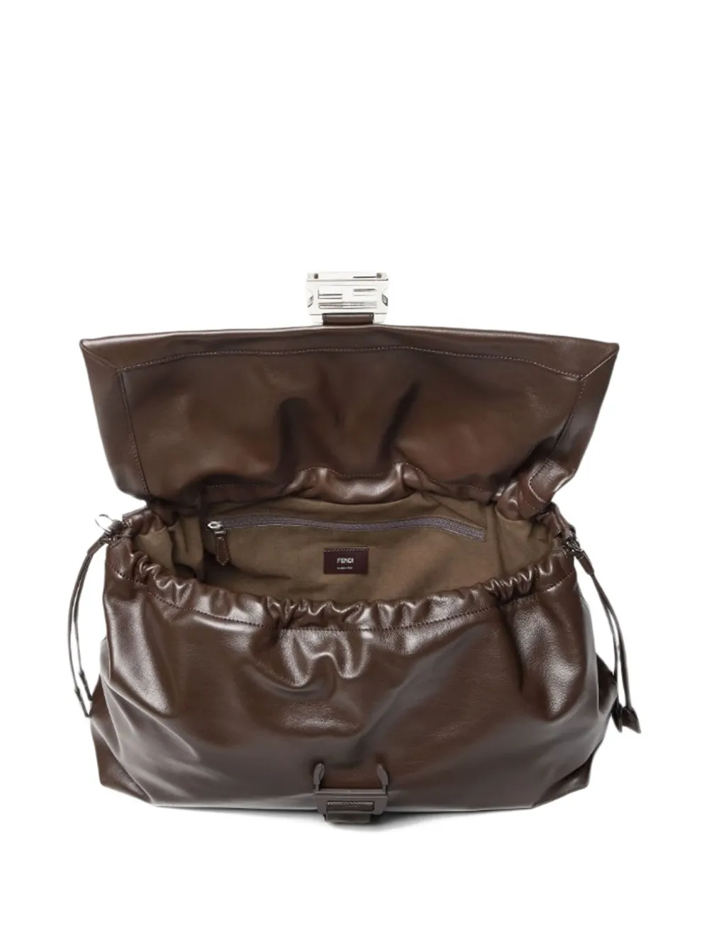 FENDI Flux leren schoudertas met FF-gesp Bruin