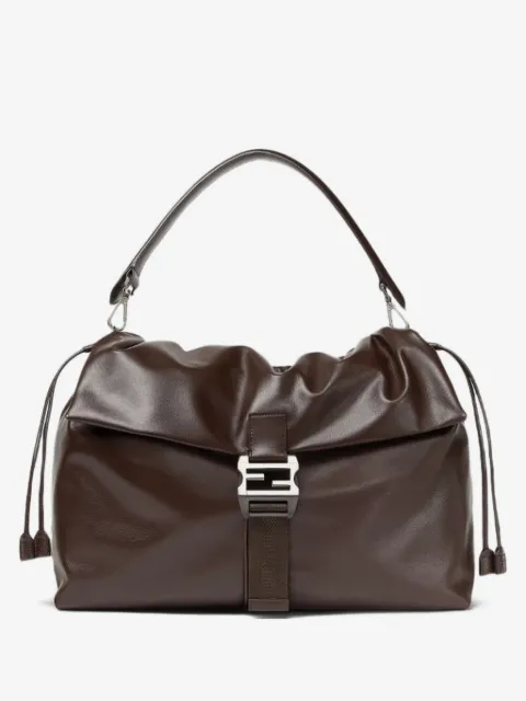 FENDI Flux FF-buckle leather shoulder bag