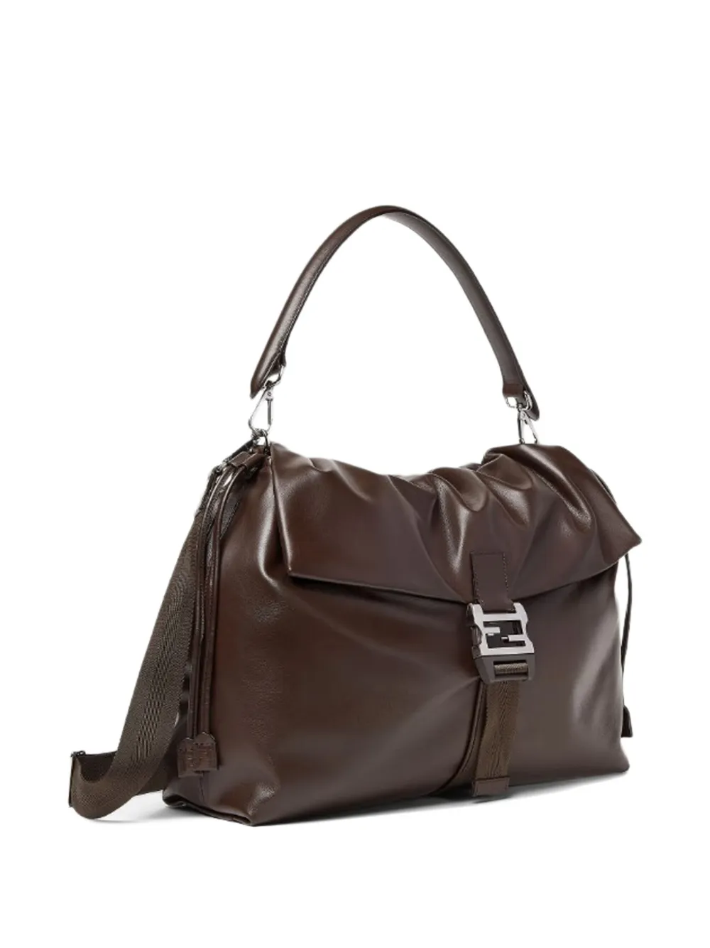 FENDI Flux leren schoudertas met FF-gesp Bruin