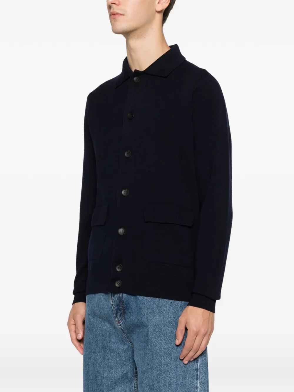 Filippo De Laurentiis Pocket Button Cardigan In Black