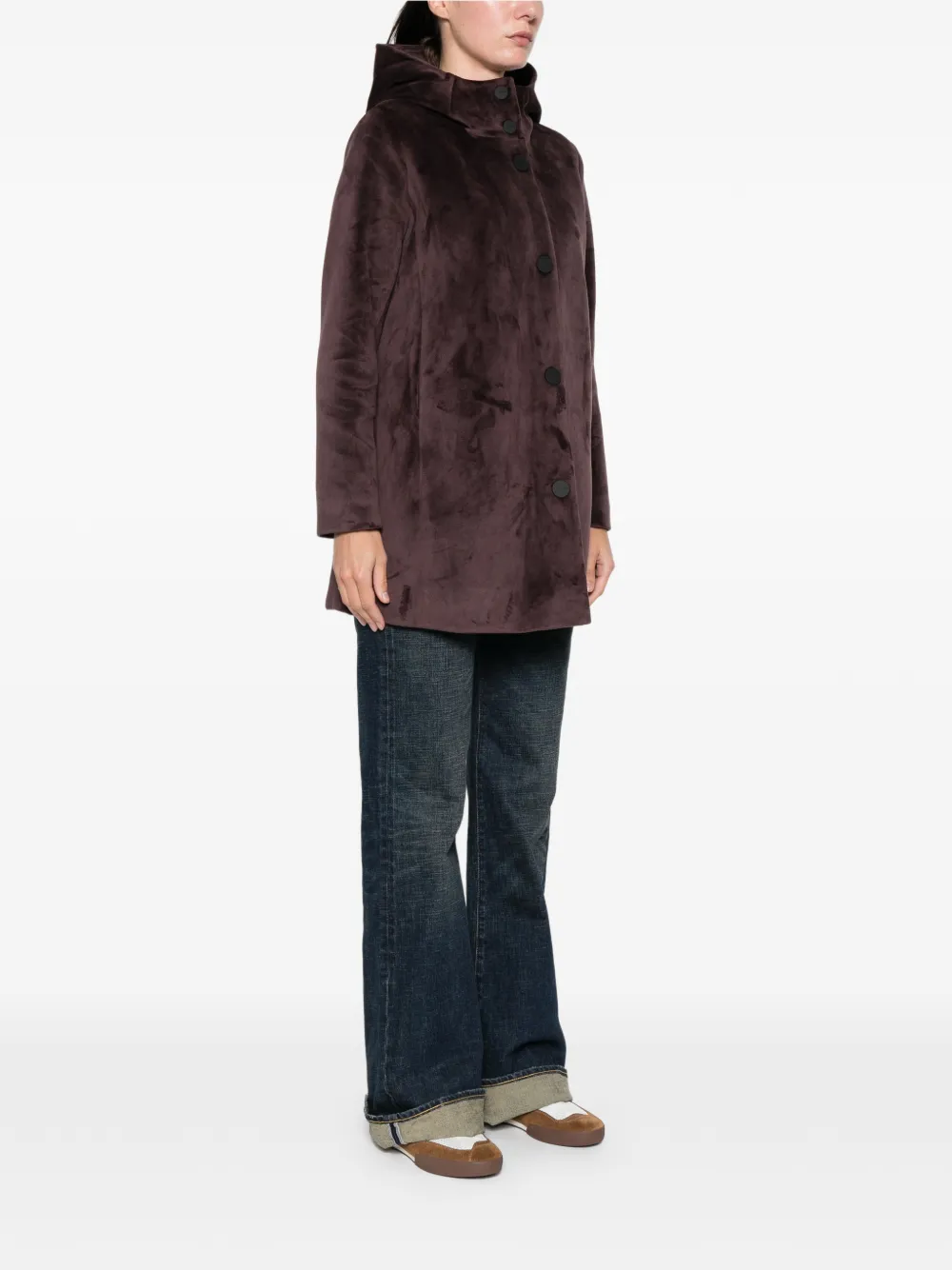 Roberto Ricci Designs Velour Neo buttoned-hooded coat Rood