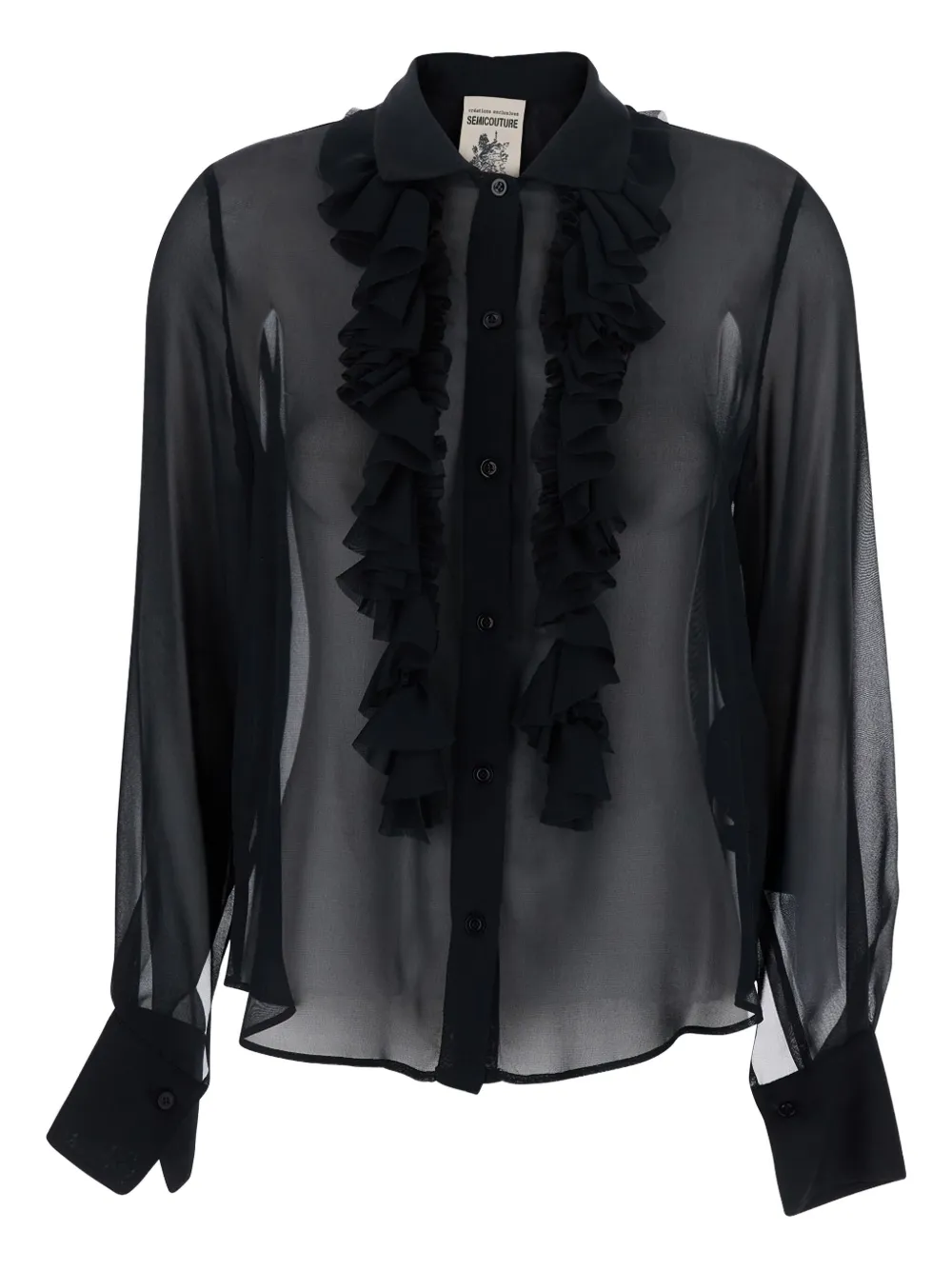 Semicouture Blusa con ruches - Nero