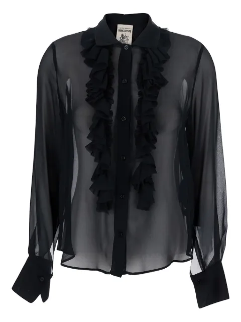 Semicouture classic-collar ruched blouse