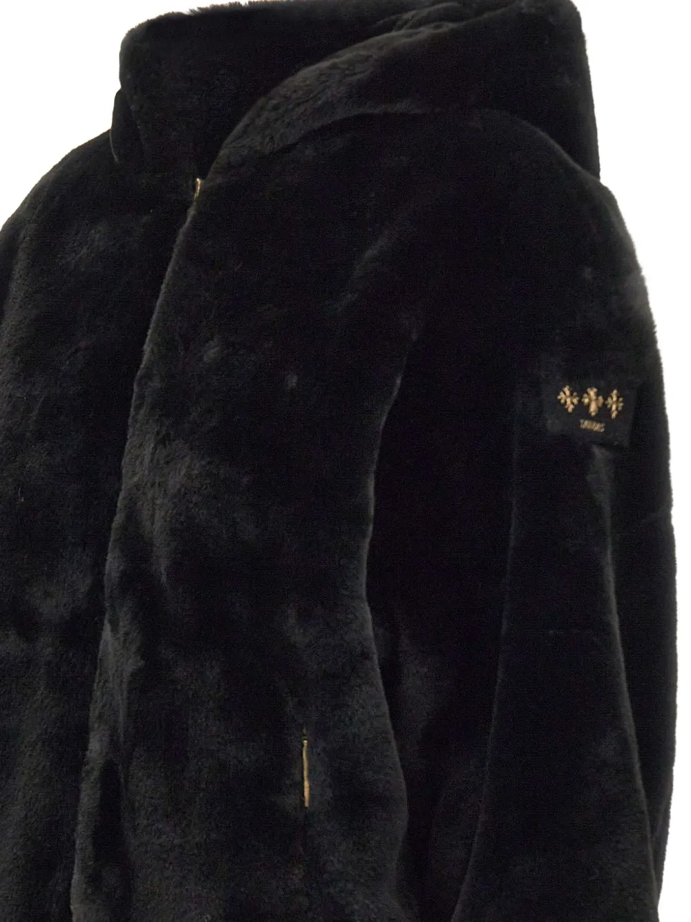 Tatras Yumola Black Jacket With Drawstring Hood And Logo Patch On The Sleeve In Ecofur Woman In Black
