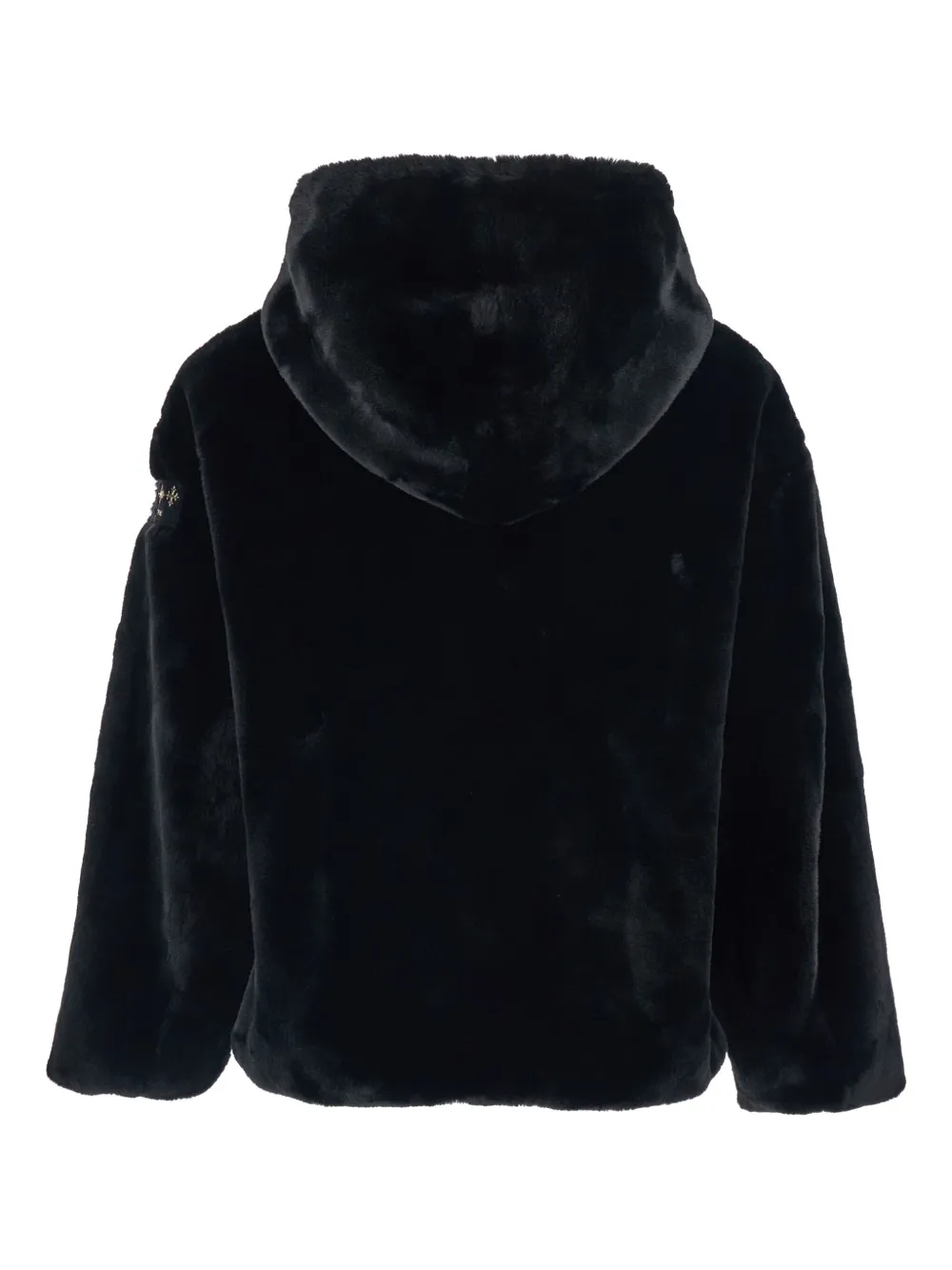 Tatras Yumola Black Jacket With Drawstring Hood And Logo Patch On The Sleeve In Ecofur Woman In Black