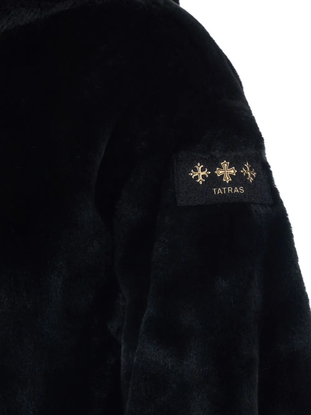 Tatras Yumola Black Jacket With Drawstring Hood And Logo Patch On The Sleeve In Ecofur Woman In Black
