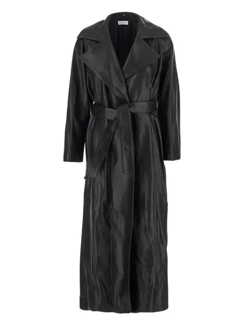 Nour Hammour faux-fur lapels belted leather coat