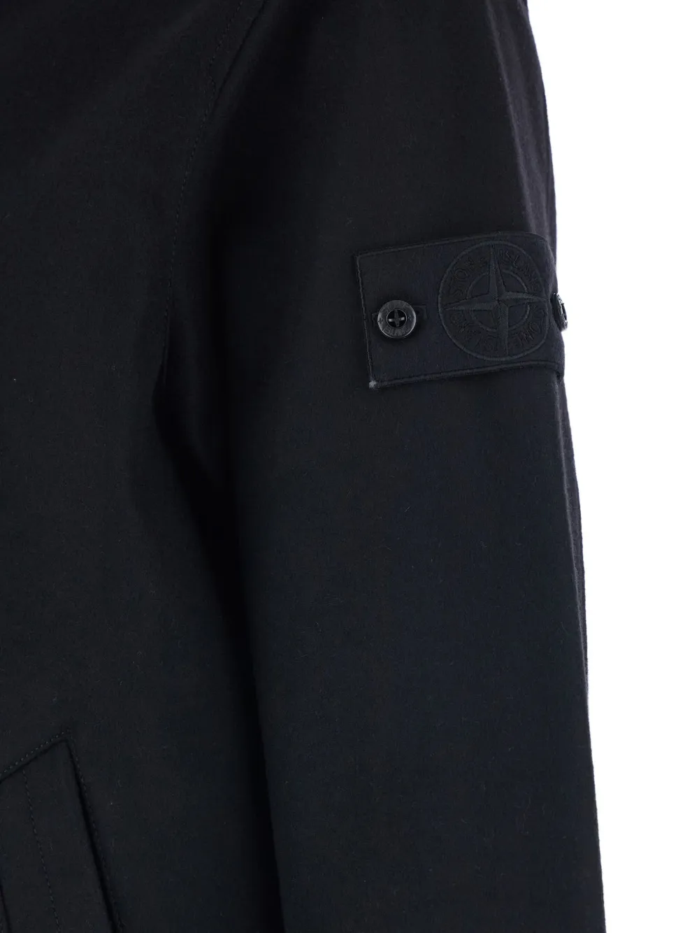 Stone Island Flanellen jack met logodetail Zwart