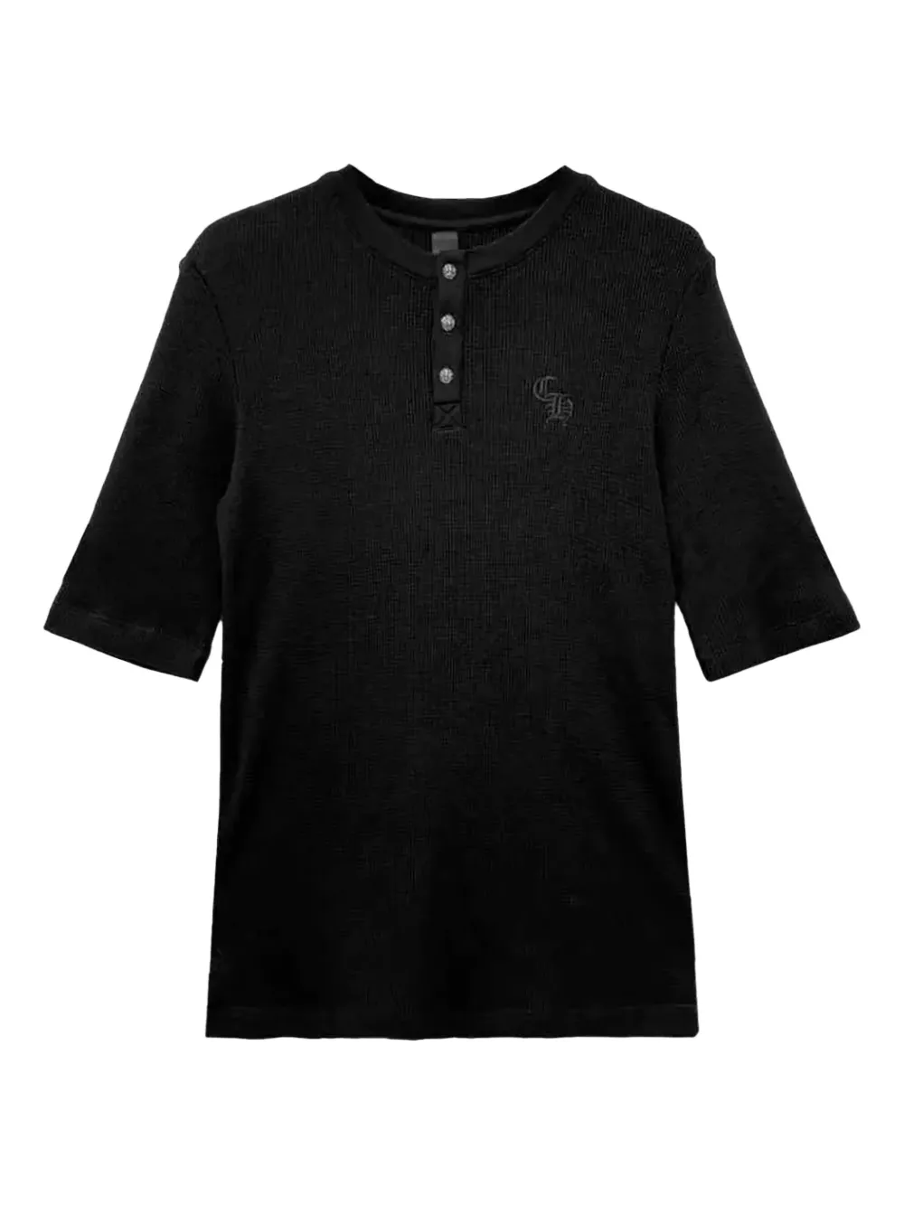 Chrome Hearts logo waffle thermal T-shirt | Black | Image 1