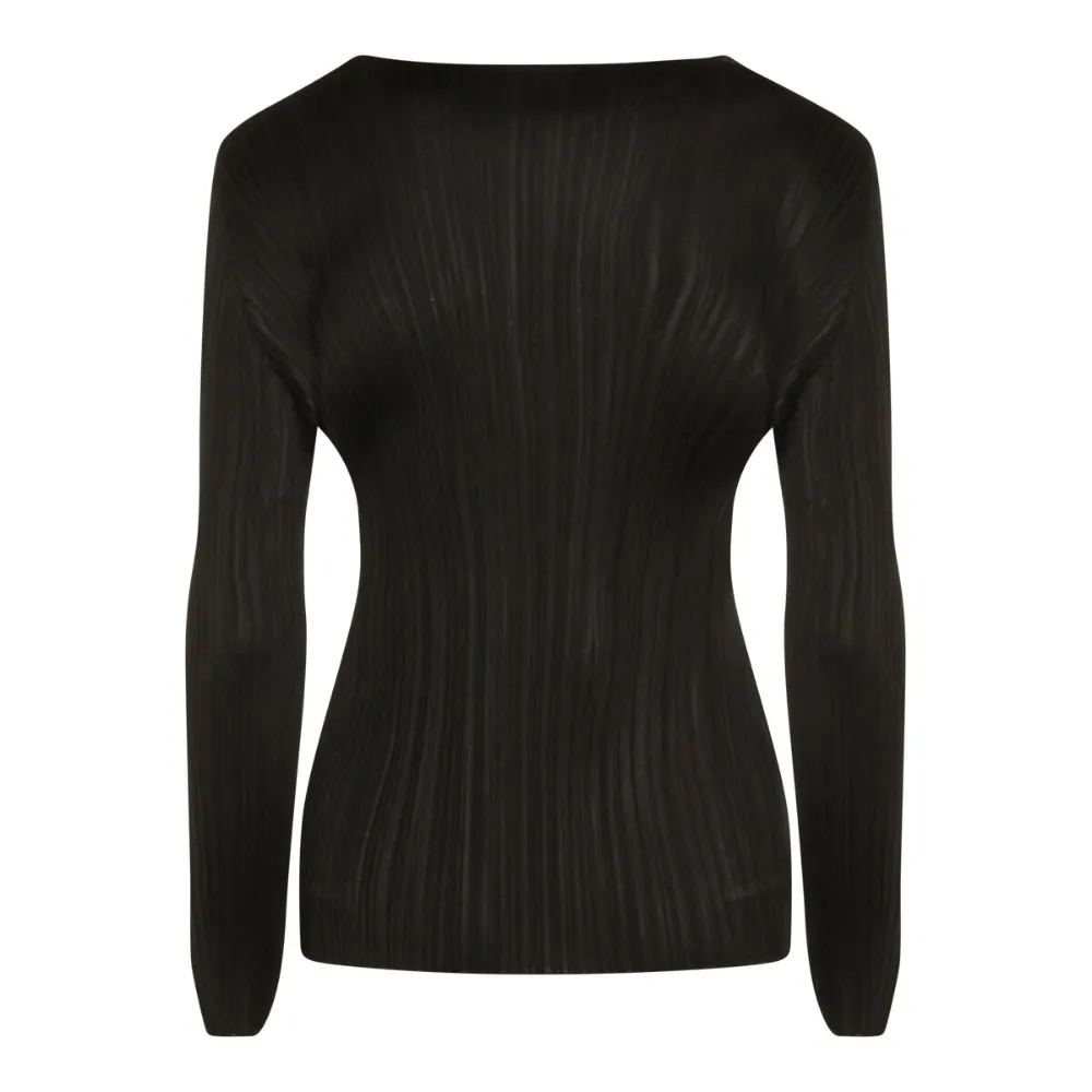 Pleats Please Issey Miyake Geplooide blouse met lange mouwen - Zwart