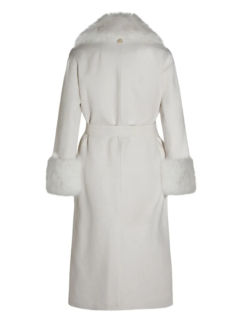 Twinset Faux-fur Belted Coat In White