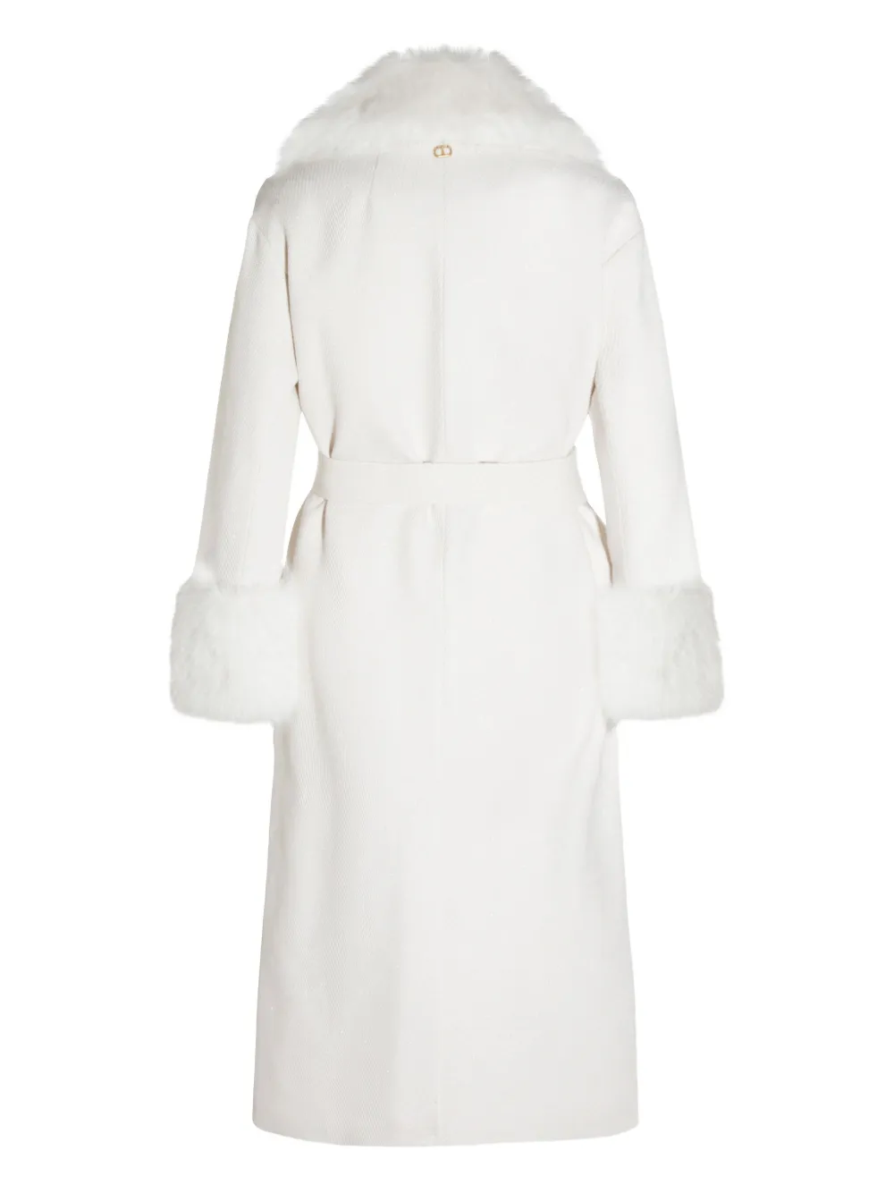 Twinset Faux-fur Belted Coat In White