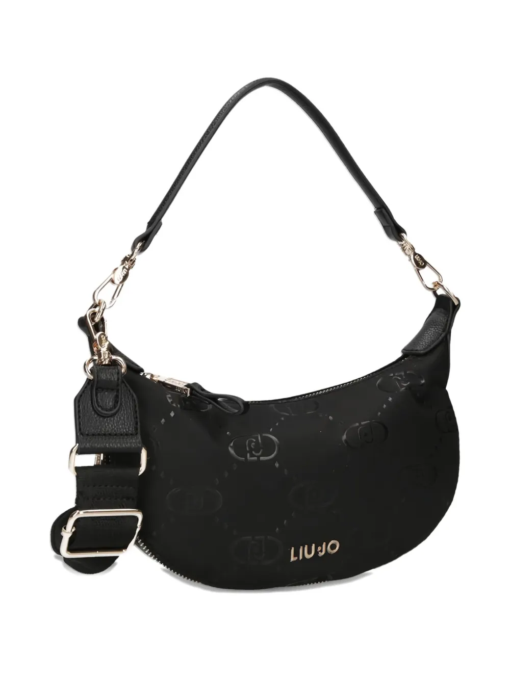 Liu •jo Logo Zip Shoulder Bag In Black