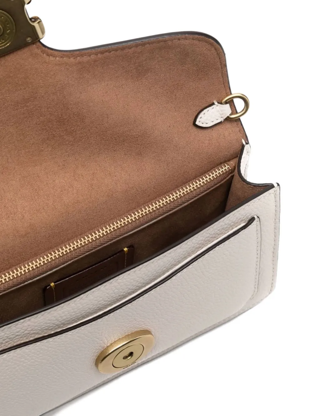 Coach C Hardware Leather Clutch Bag In Neutral