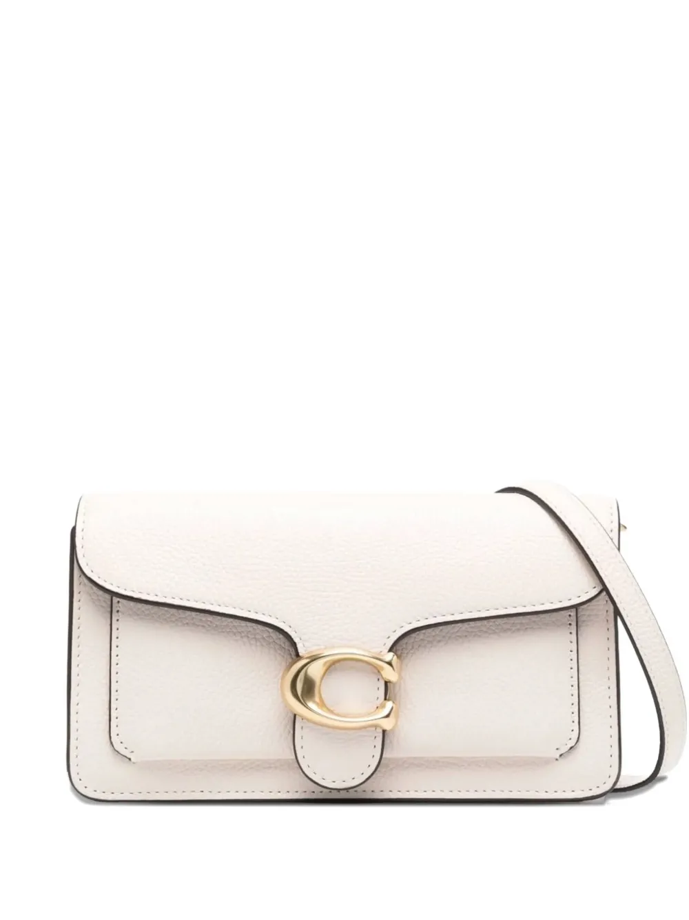Coach C Hardware Leather Clutch Bag In Neutral