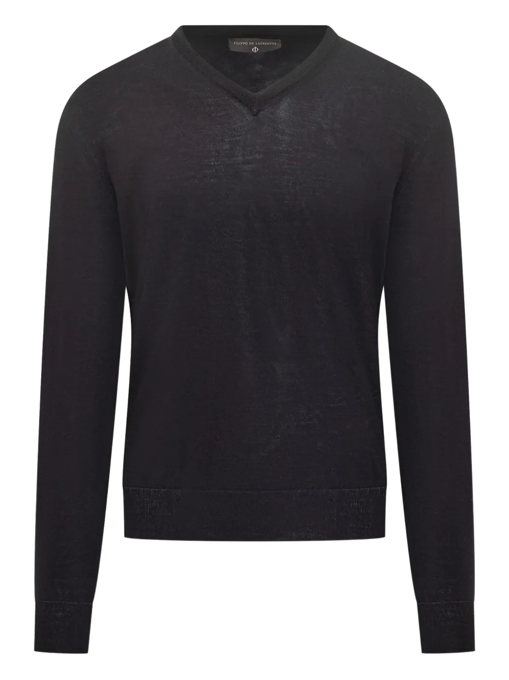 Filippo De Laurentiis Wool V-neck Sweater Black In Blue