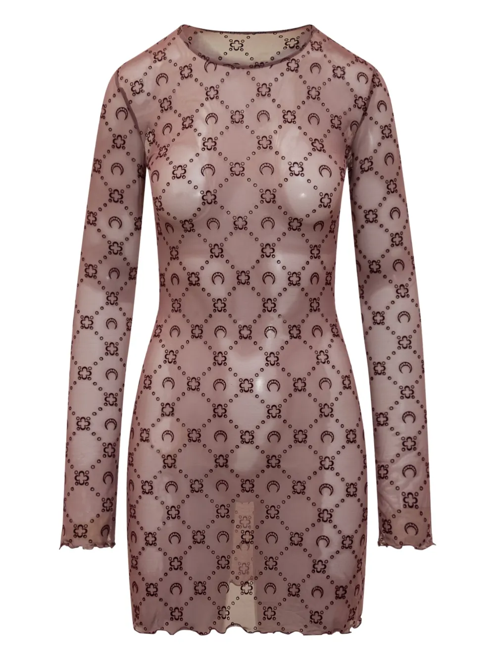 Marine Serre Moonogram Mesh Flock Ls Mini Crewneck Dress Dresses Violet In Multi