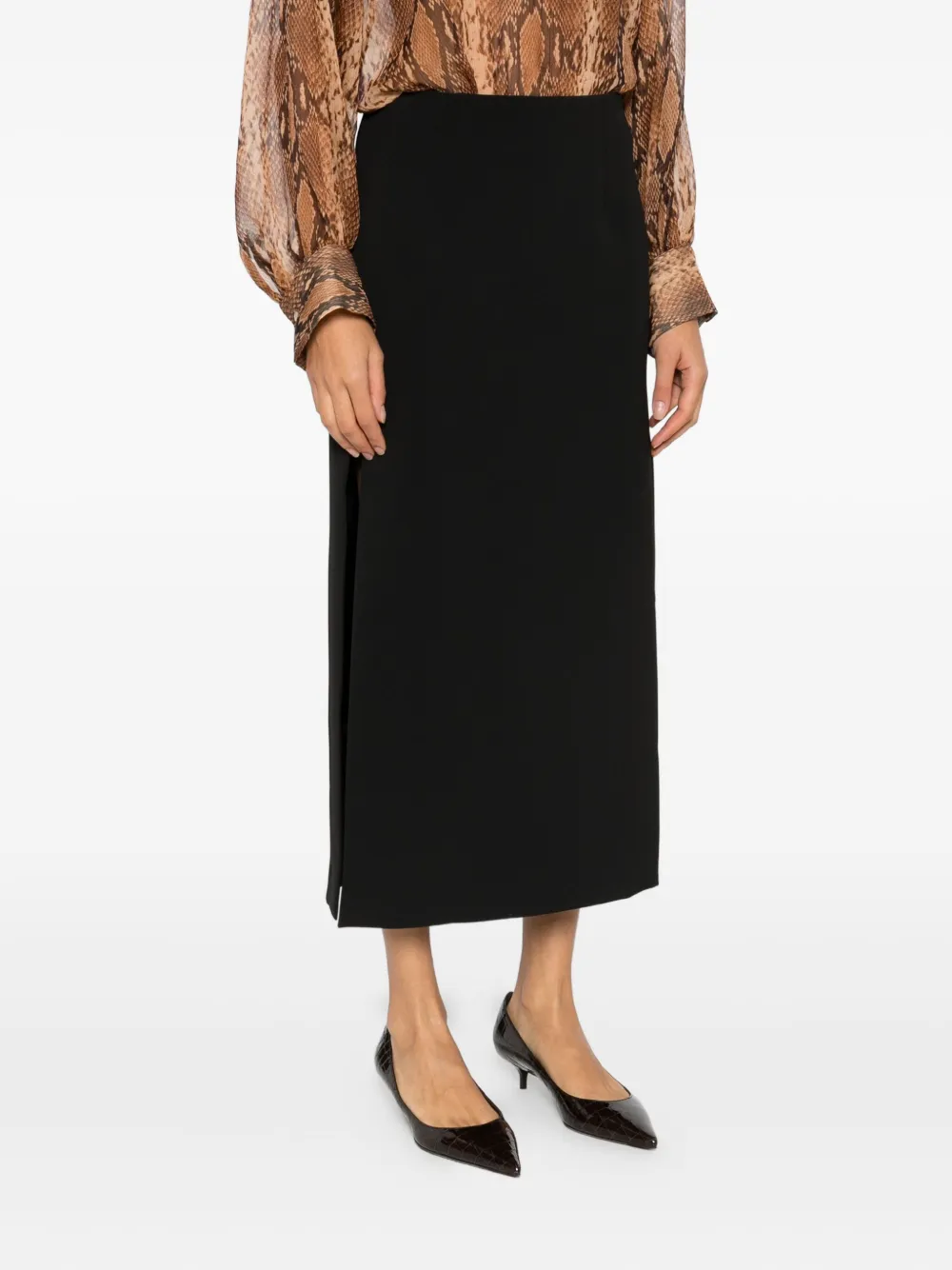 Nina 14.7 Slit Skirt In Animal Print