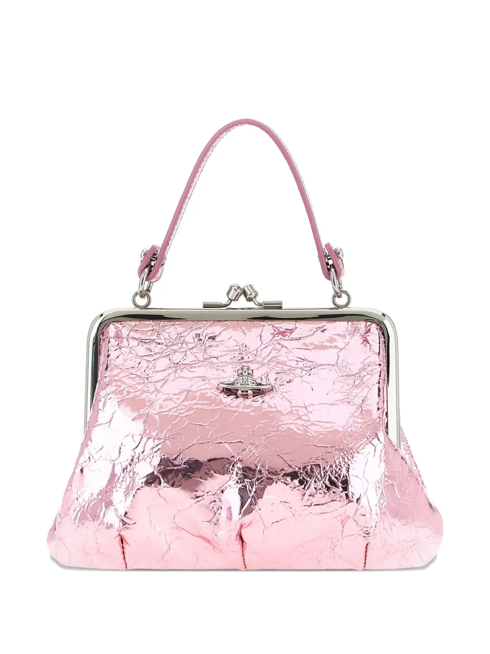 Vivienne Westwood Granny Frame Metallic-effect Tote Bag In Pink