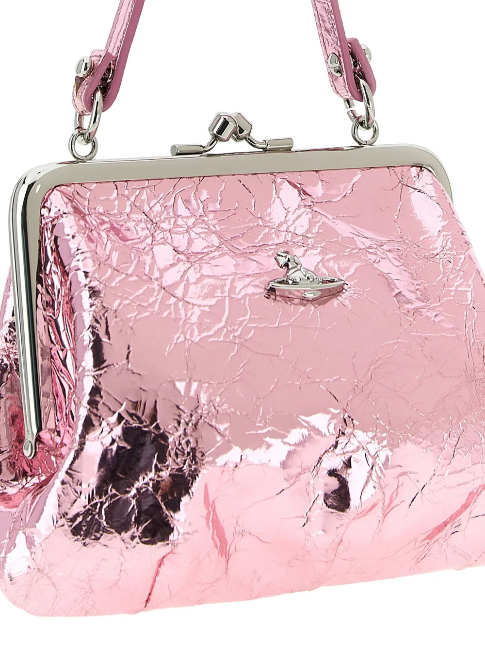 Vivienne Westwood Granny Frame Metallic-effect Tote Bag In Pink
