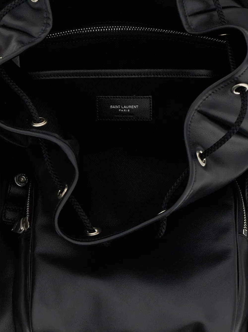 Saint Laurent Versatile Leather Backpack Featuring Zip Pocket In Black
