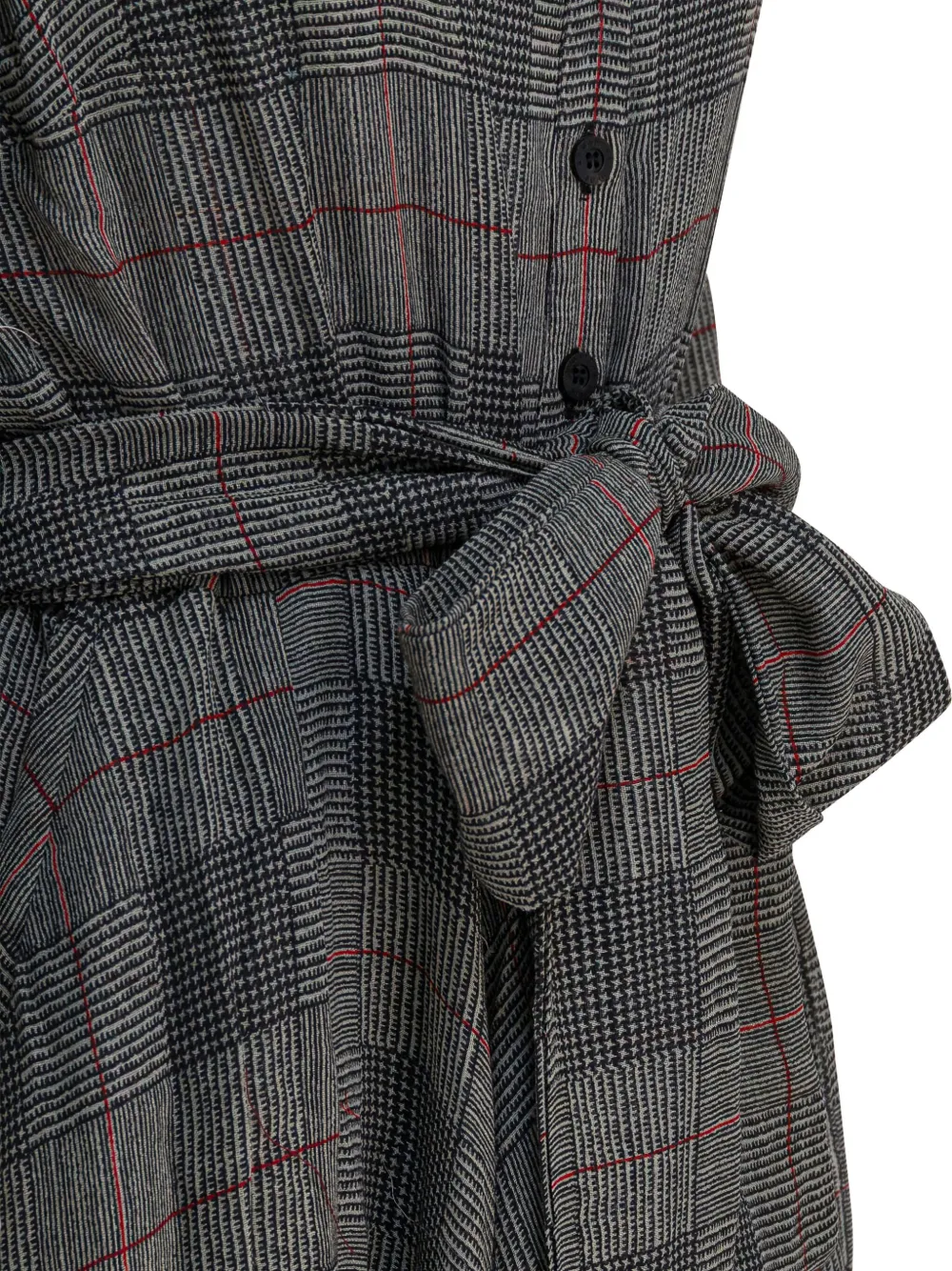 Samantha Sung Grey Checkered Wool Dress In Multi