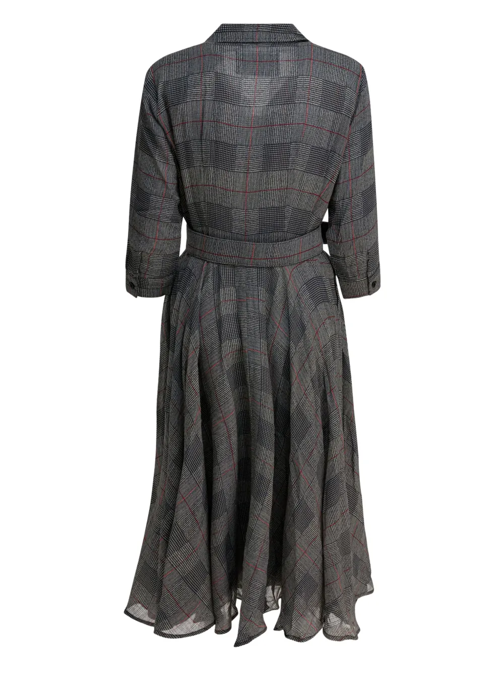 Samantha Sung check belted midi dress - Grijs
