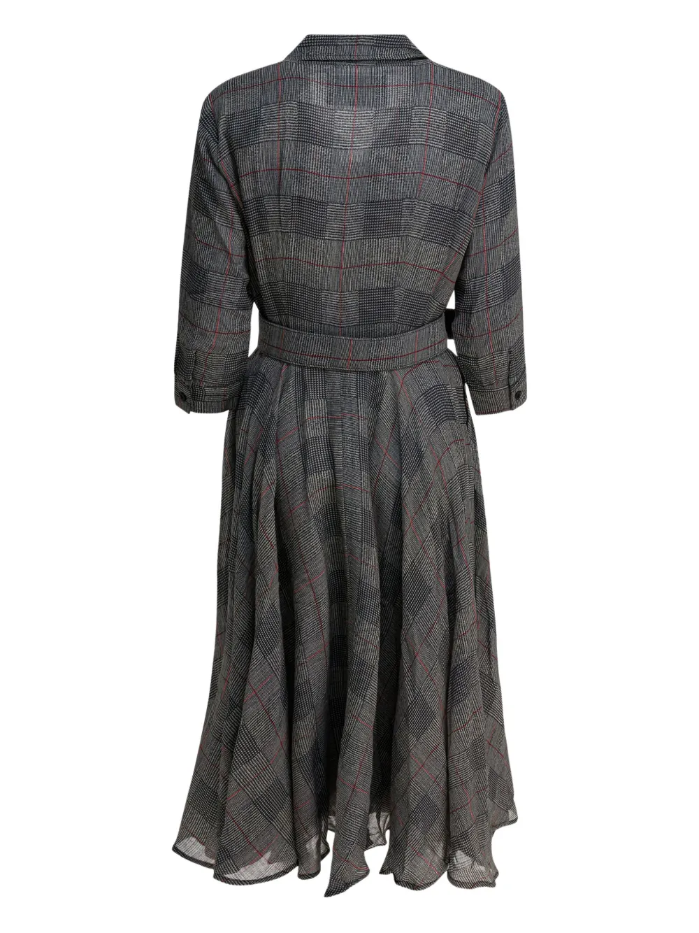 Samantha Sung Grey Checkered Wool Dress In Multi