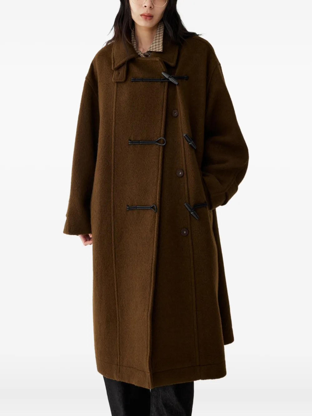 Studio Tomboy Buttoned-cuffs Coat In Brown