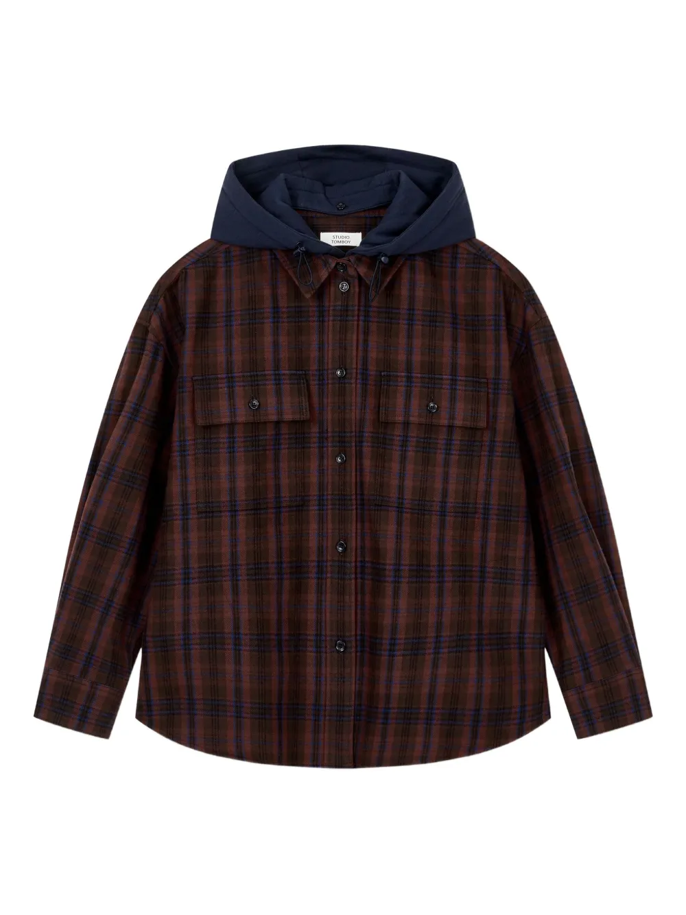 STUDIO TOMBOY camisa con capucha removible | marrón | Image 1