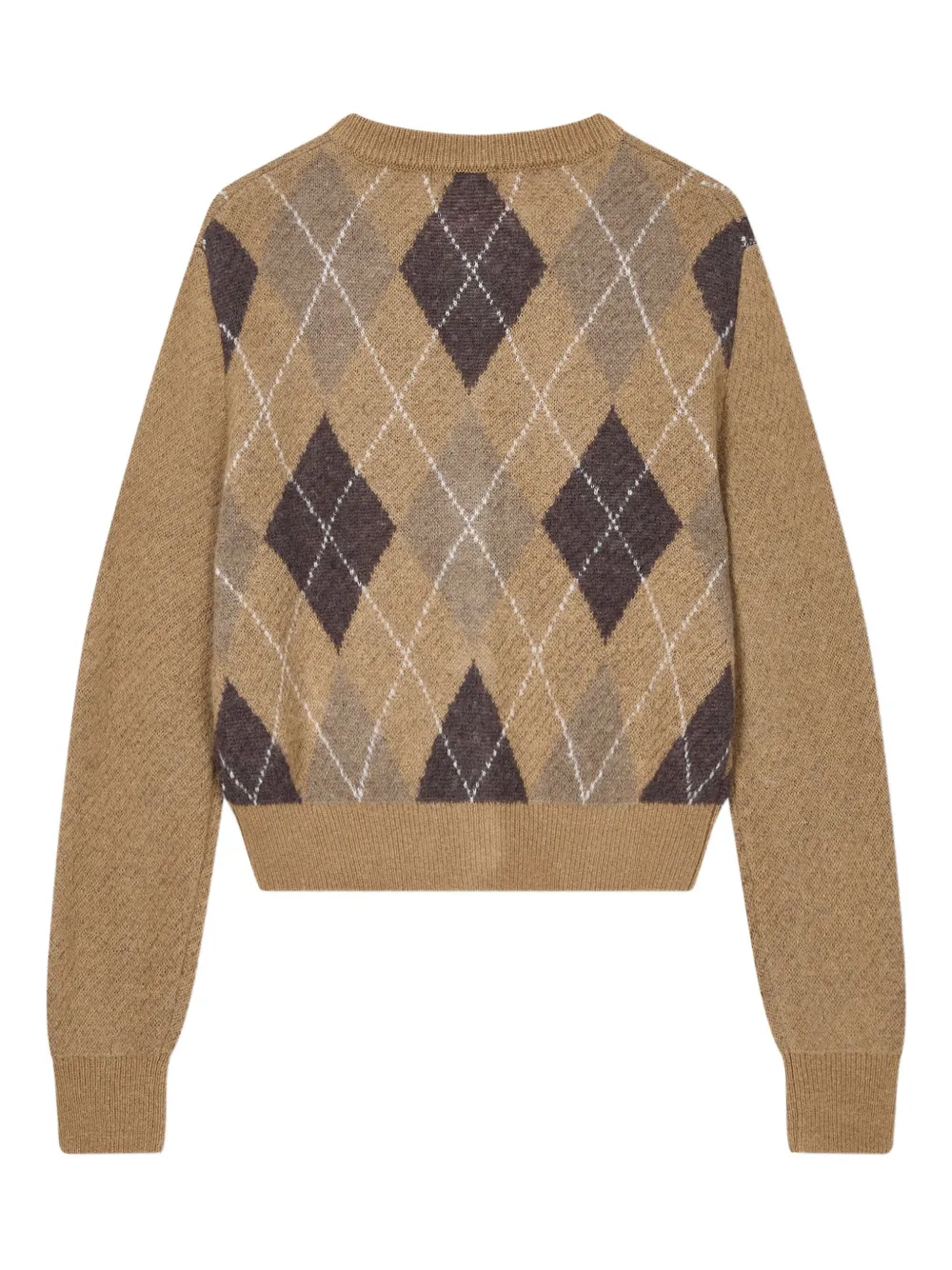 Studio Tomboy Argyle-pattern Round-neck Cardigan In Brown