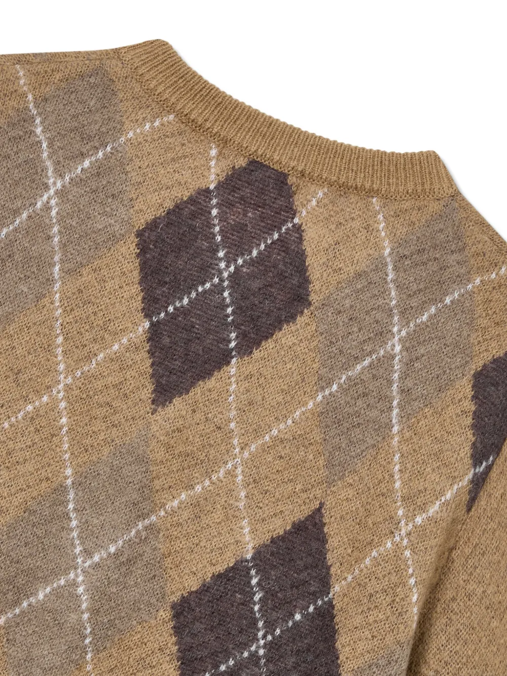 Studio Tomboy Argyle-pattern Round-neck Cardigan In Brown