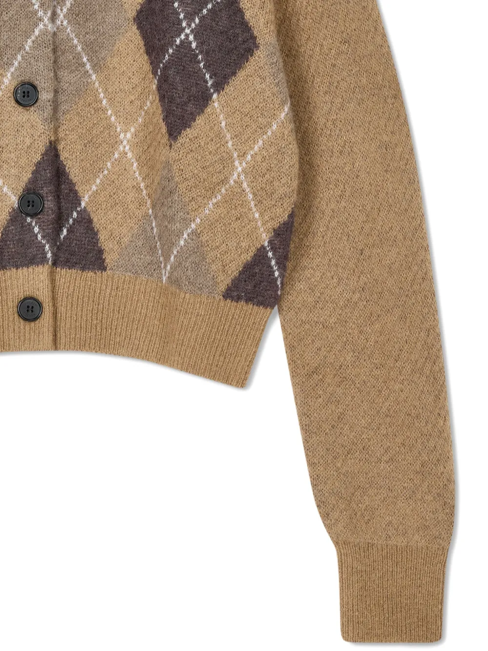 Studio Tomboy Argyle-pattern Round-neck Cardigan In Brown