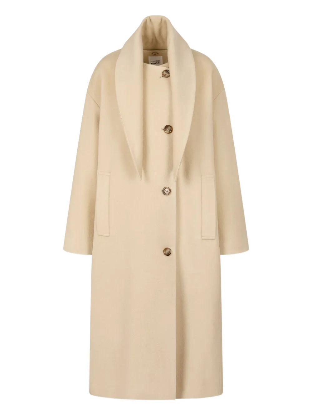 Studio Tomboy Detachable-scarf Coat In Neutral
