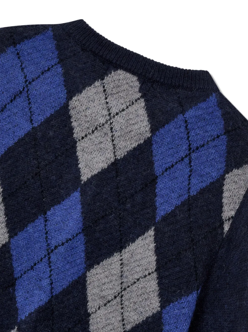 Studio Tomboy Argyle-pattern Round-neck Cardigan In Blue