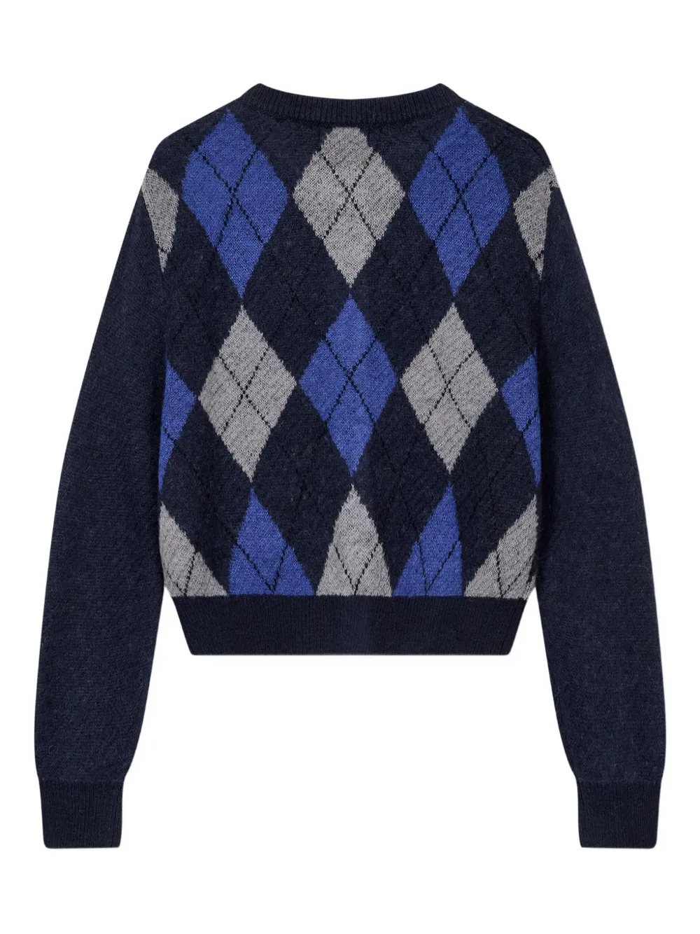 Studio Tomboy Argyle-pattern Round-neck Cardigan In Blue