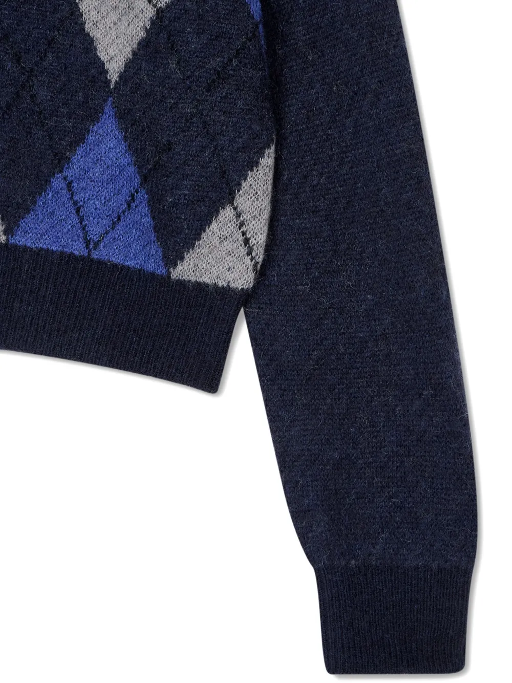 Studio Tomboy Argyle-pattern Round-neck Cardigan In Blue
