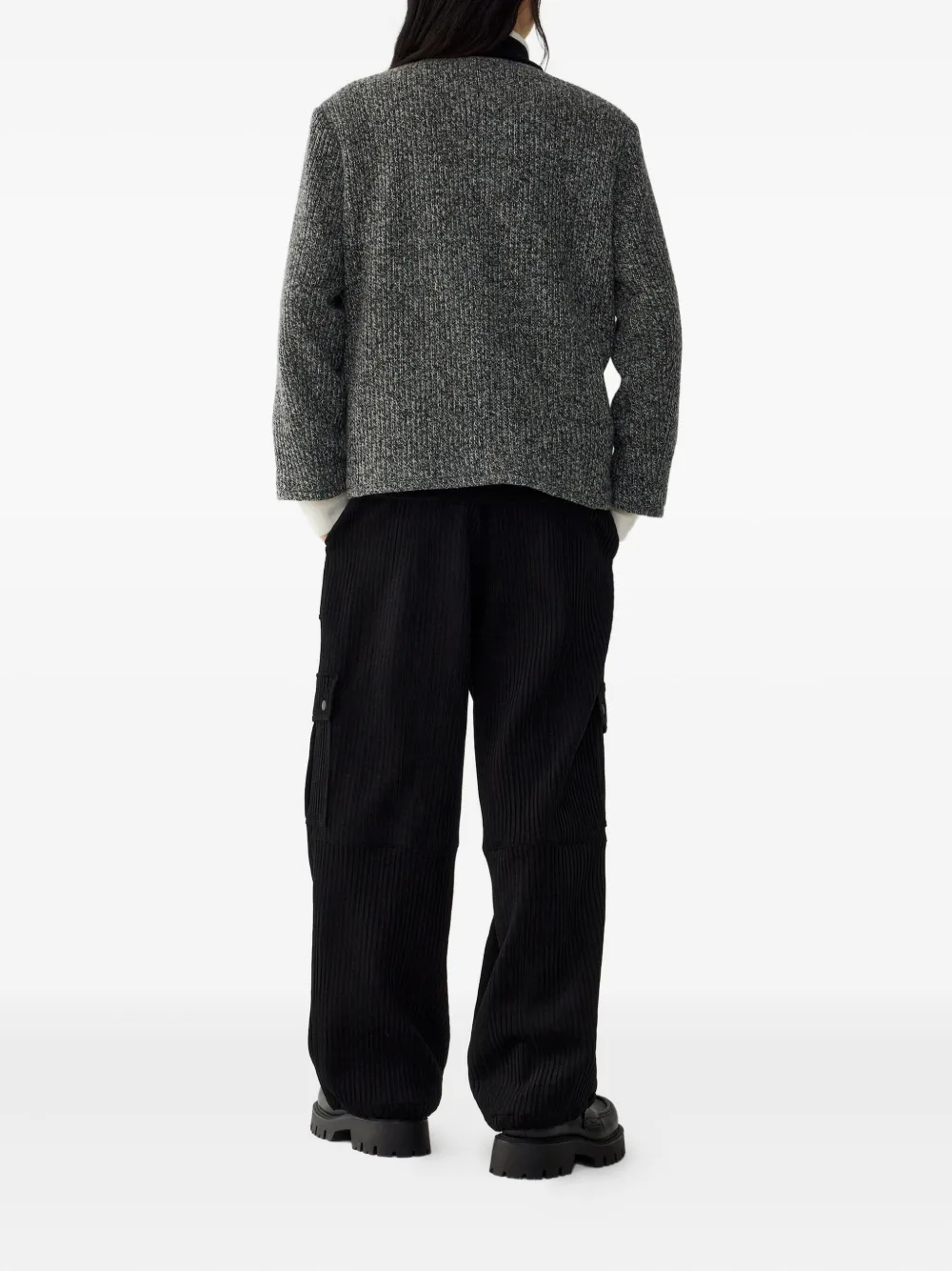 Studio Tomboy Corduroy Cargo Trousers In Black