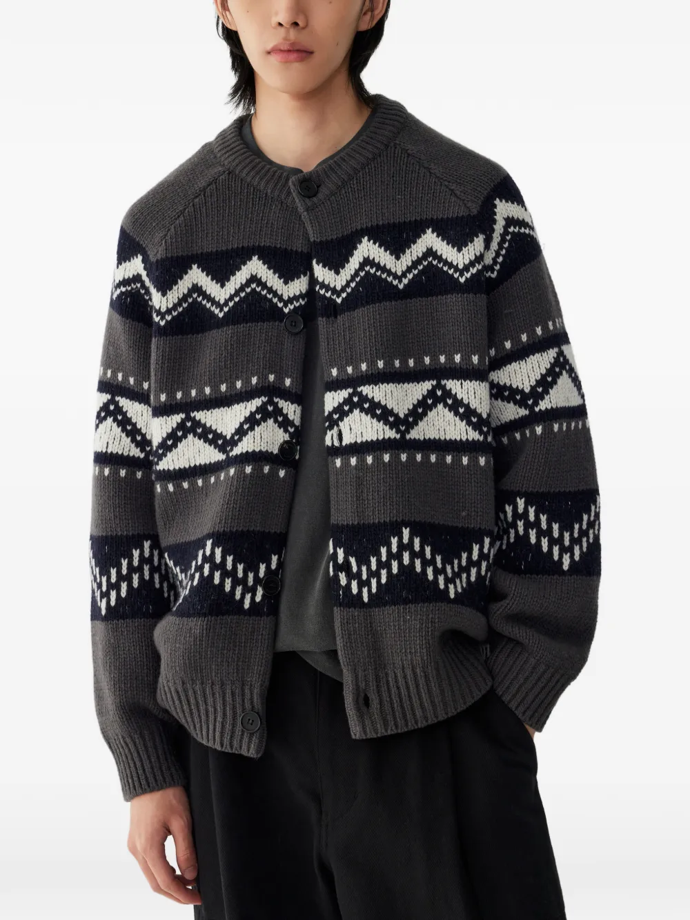 TOMBOY Fair Isle vest met ronde hals Grijs