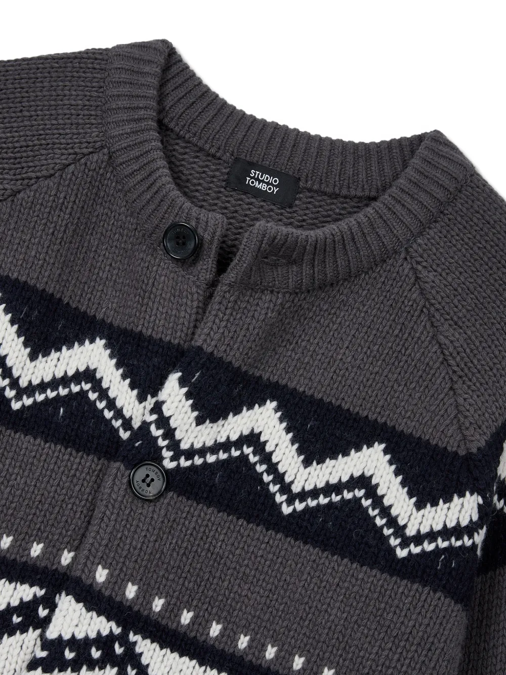 TOMBOY Fair Isle vest met ronde hals Grijs
