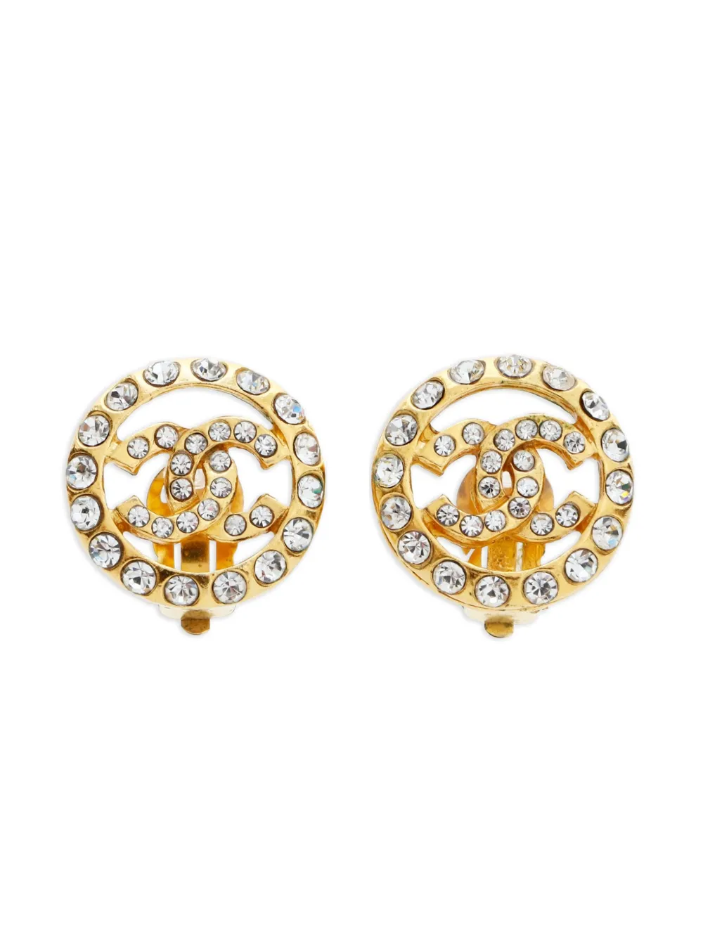 CHANEL Pre-Owned ココマーク シグネチャー イヤリング - ゴールドトーン CHANEL Pre-Owned ココマーク シグネチャー イヤリング - ゴールドトーン