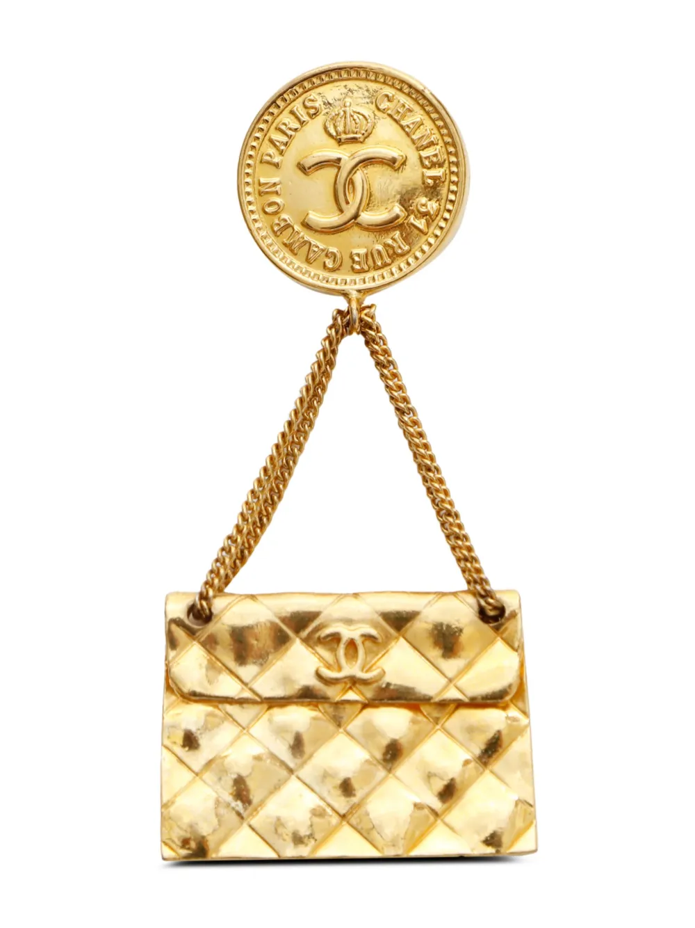 CHANEL Pre-Owned 1996 ココマーク コインブローチ - ゴールドトーン CHANEL Pre-Owned 1996 ココマーク コインブローチ - ゴールドトーン